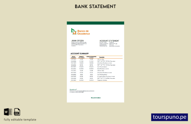 listo para imprimir plantilla de word   extracto bancario del banco de occidente
